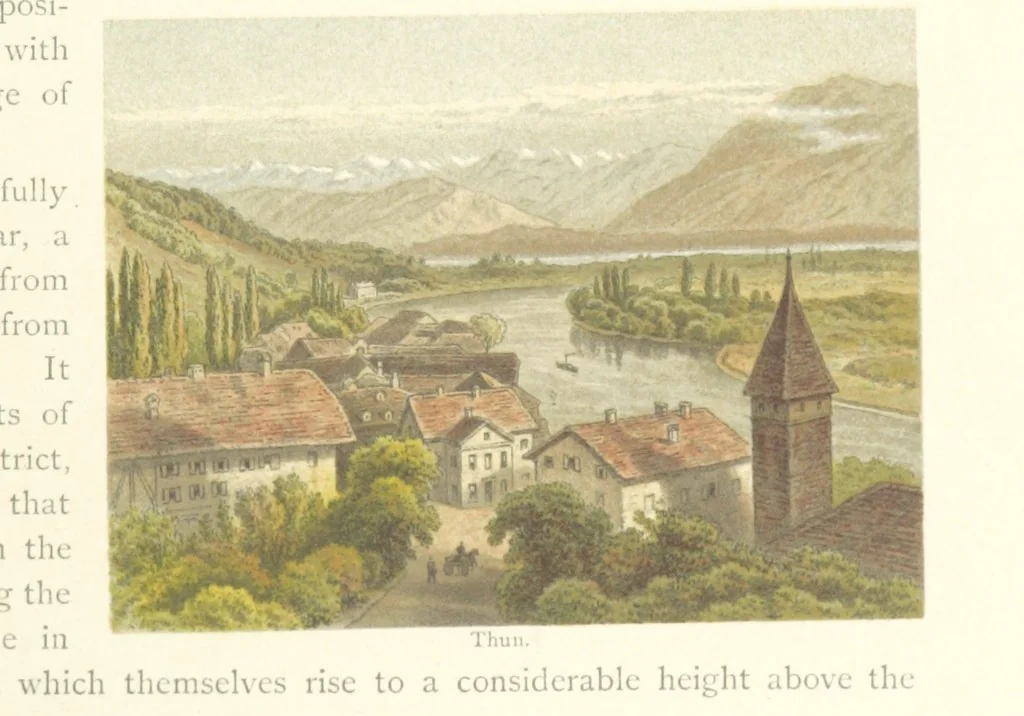 An illustration from Mountains and Lakes of Switzerland and Italy, ... views from original sketches by C. Pyne, 1871, leaf 93