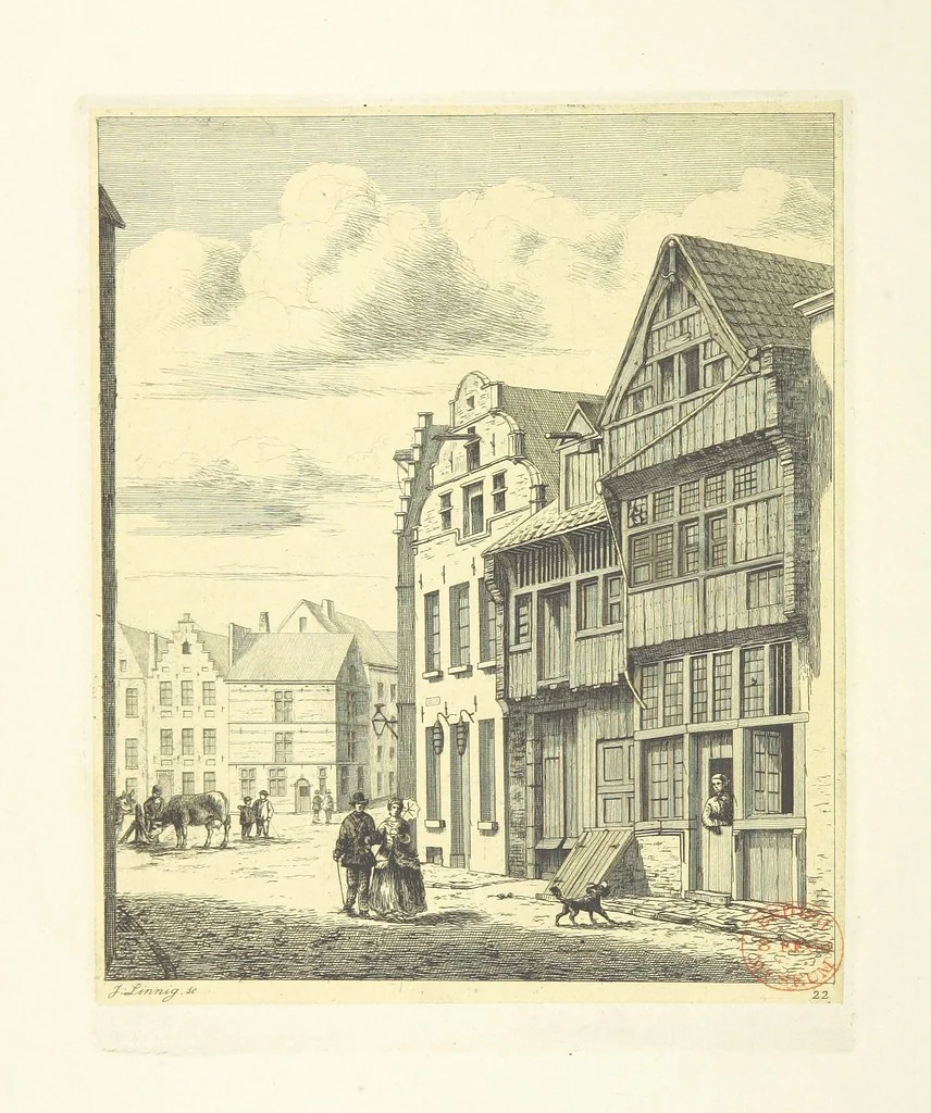 An illustration from Album historique de la ville d'Anvers. Collection de vues et de monuments des temps passés, dessinés d'après nature et gravés sur cuivre par J. Linnig, avec notices historiques par F. H. M, 1864, leaf 104