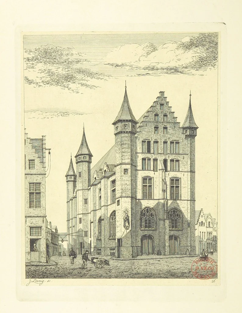 An illustration from Album historique de la ville d'Anvers. Collection de vues et de monuments des temps passés, dessinés d'après nature et gravés sur cuivre par J. Linnig, avec notices historiques par F. H. M, 1864, leaf 120