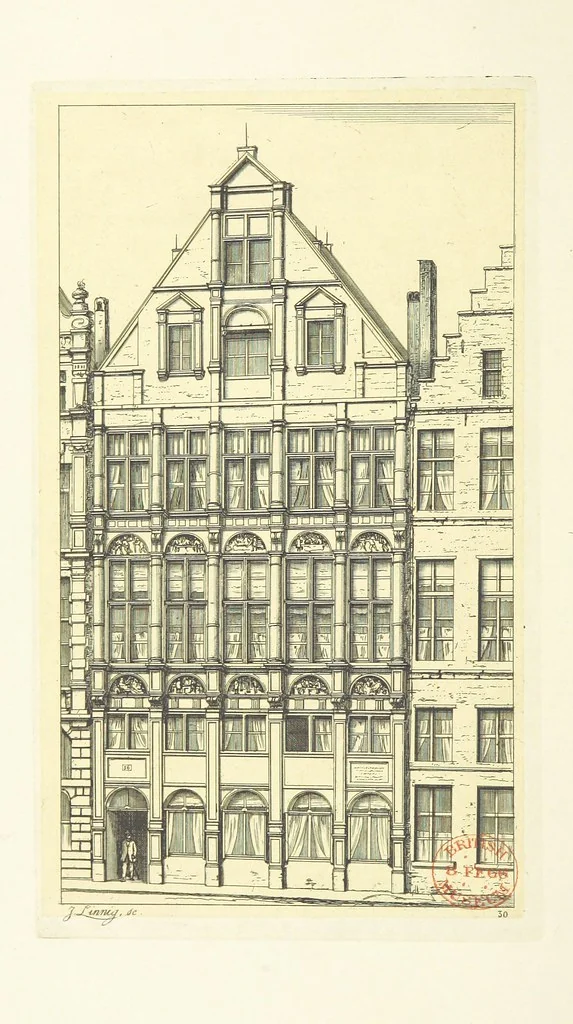 An illustration from Album historique de la ville d'Anvers. Collection de vues et de monuments des temps passés, dessinés d'après nature et gravés sur cuivre par J. Linnig, avec notices historiques par F. H. M, 1864, leaf 136