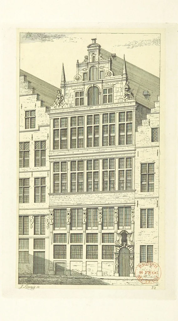 An illustration from Album historique de la ville d'Anvers. Collection de vues et de monuments des temps passés, dessinés d'après nature et gravés sur cuivre par J. Linnig, avec notices historiques par F. H. M, 1864, leaf 144