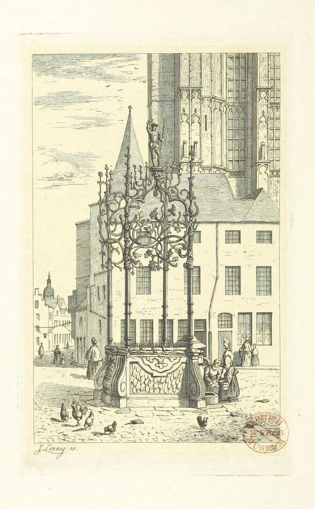 An illustration from Album historique de la ville d'Anvers. Collection de vues et de monuments des temps passés, dessinés d'après nature et gravés sur cuivre par J. Linnig, avec notices historiques par F. H. M, 1864, leaf 168