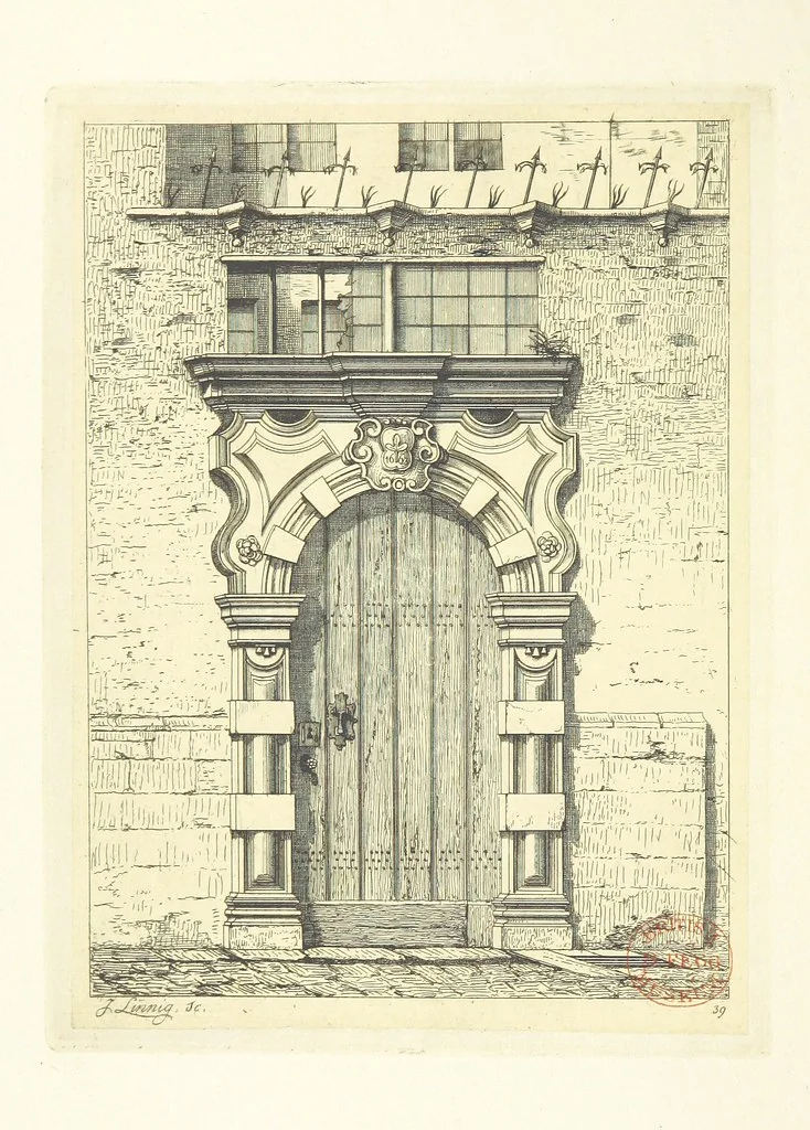 An illustration from Album historique de la ville d'Anvers. Collection de vues et de monuments des temps passés, dessinés d'après nature et gravés sur cuivre par J. Linnig, avec notices historiques par F. H. M, 1864, leaf 172