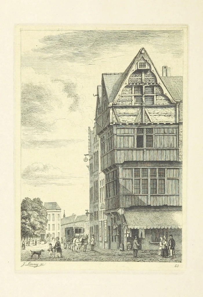 An illustration from Album historique de la ville d'Anvers. Collection de vues et de monuments des temps passés, dessinés d'après nature et gravés sur cuivre par J. Linnig, avec notices historiques par F. H. M, 1864, leaf 228