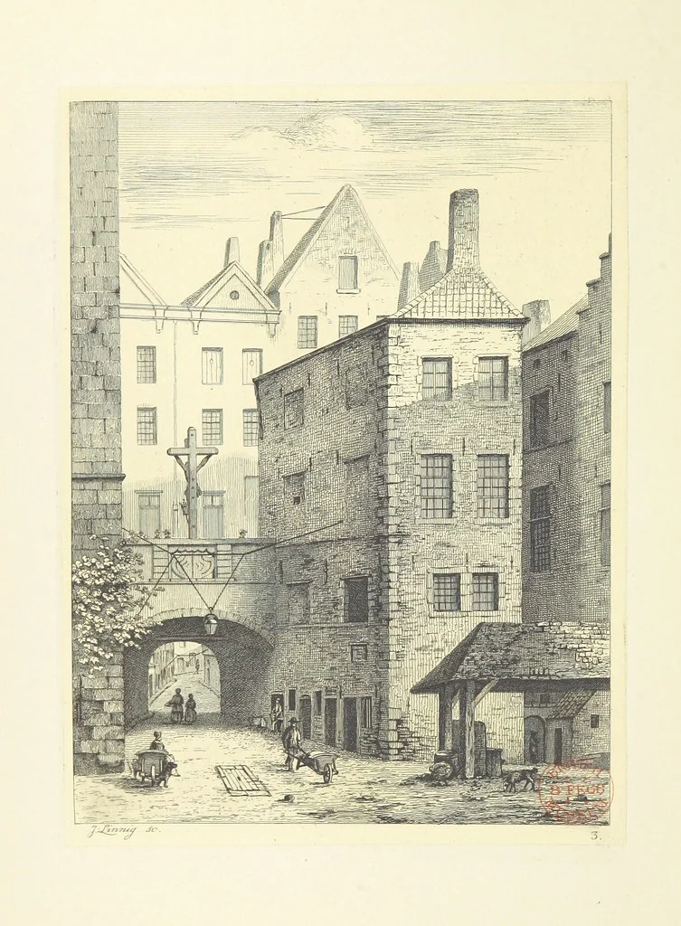 An illustration from Album historique de la ville d'Anvers. Collection de vues et de monuments des temps passés, dessinés d'après nature et gravés sur cuivre par J. Linnig, avec notices historiques par F. H. M, 1864, leaf 28