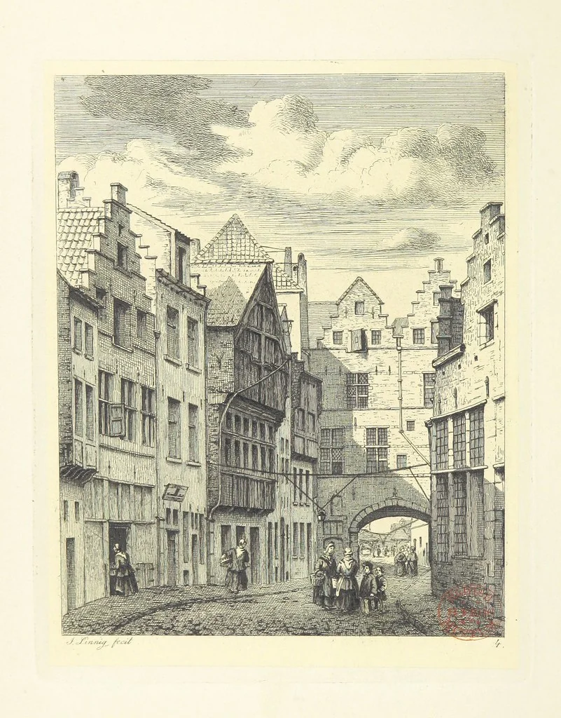 An illustration from Album historique de la ville d'Anvers. Collection de vues et de monuments des temps passés, dessinés d'après nature et gravés sur cuivre par J. Linnig, avec notices historiques par F. H. M, 1864, leaf 32