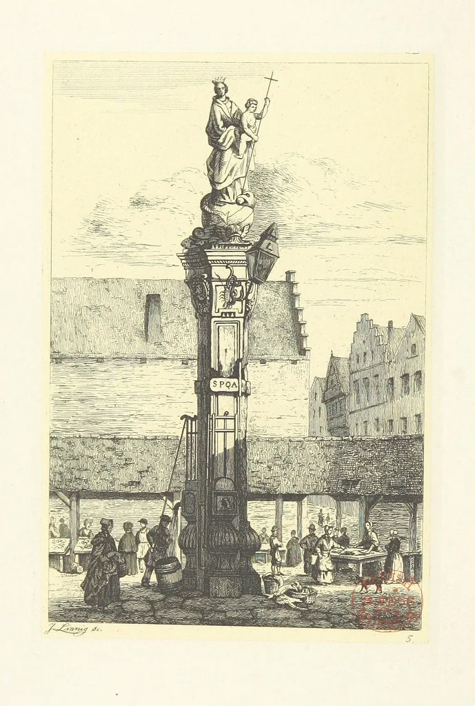 An illustration from Album historique de la ville d'Anvers. Collection de vues et de monuments des temps passés, dessinés d'après nature et gravés sur cuivre par J. Linnig, avec notices historiques par F. H. M, 1864, leaf 36