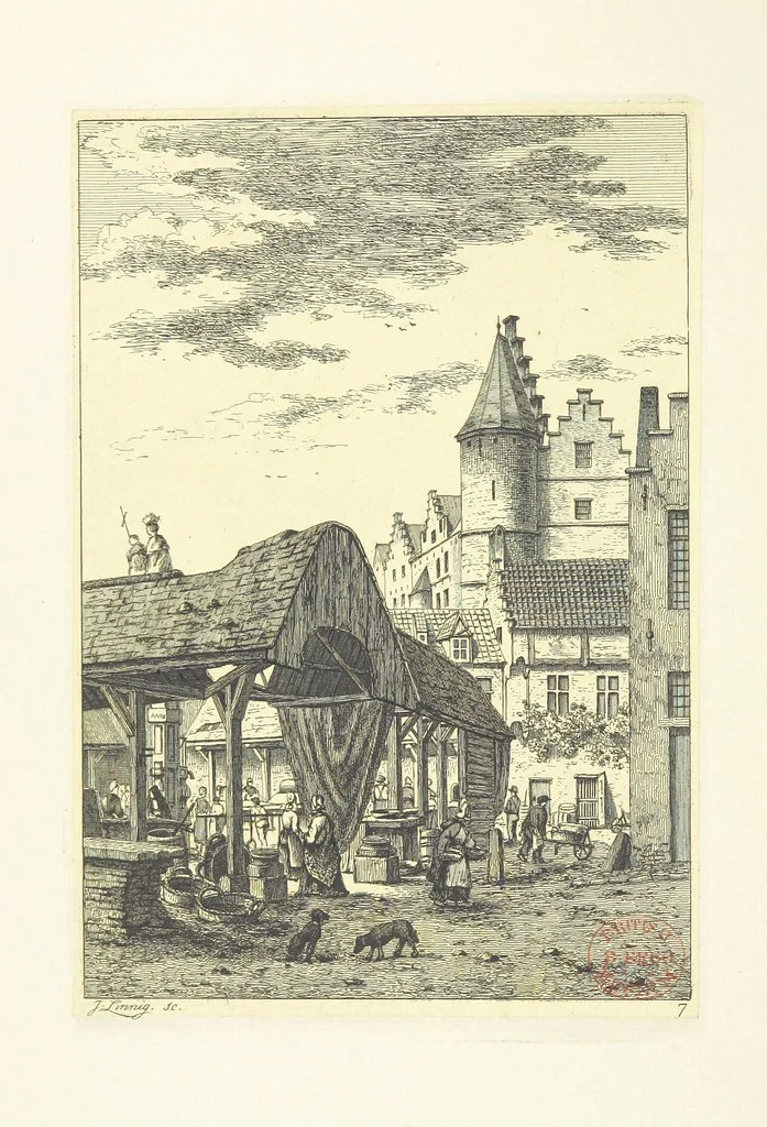 An illustration from Album historique de la ville d'Anvers. Collection de vues et de monuments des temps passés, dessinés d'après nature et gravés sur cuivre par J. Linnig, avec notices historiques par F. H. M, 1864, leaf 44