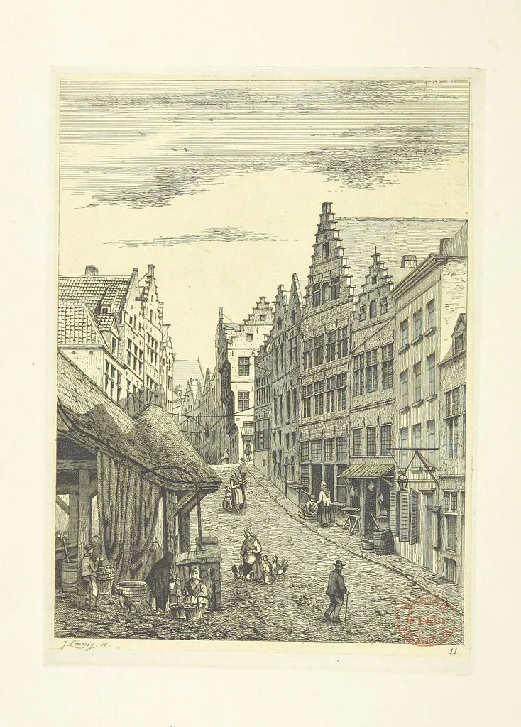 An illustration from Album historique de la ville d'Anvers. Collection de vues et de monuments des temps passés, dessinés d'après nature et gravés sur cuivre par J. Linnig, avec notices historiques par F. H. M, 1864, leaf 60