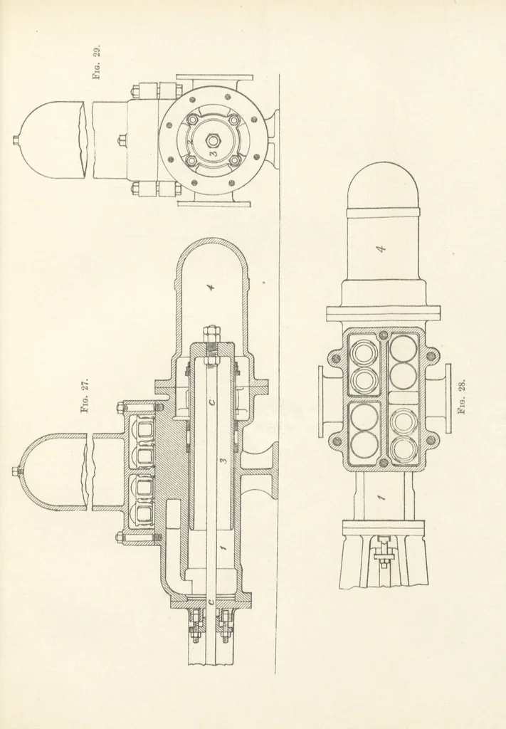 An illustration from Mine Drainage; being a complete and practical treatise on direct-acting underground steam-pumping machinery, etc. [With plates, 1881, leaf 103