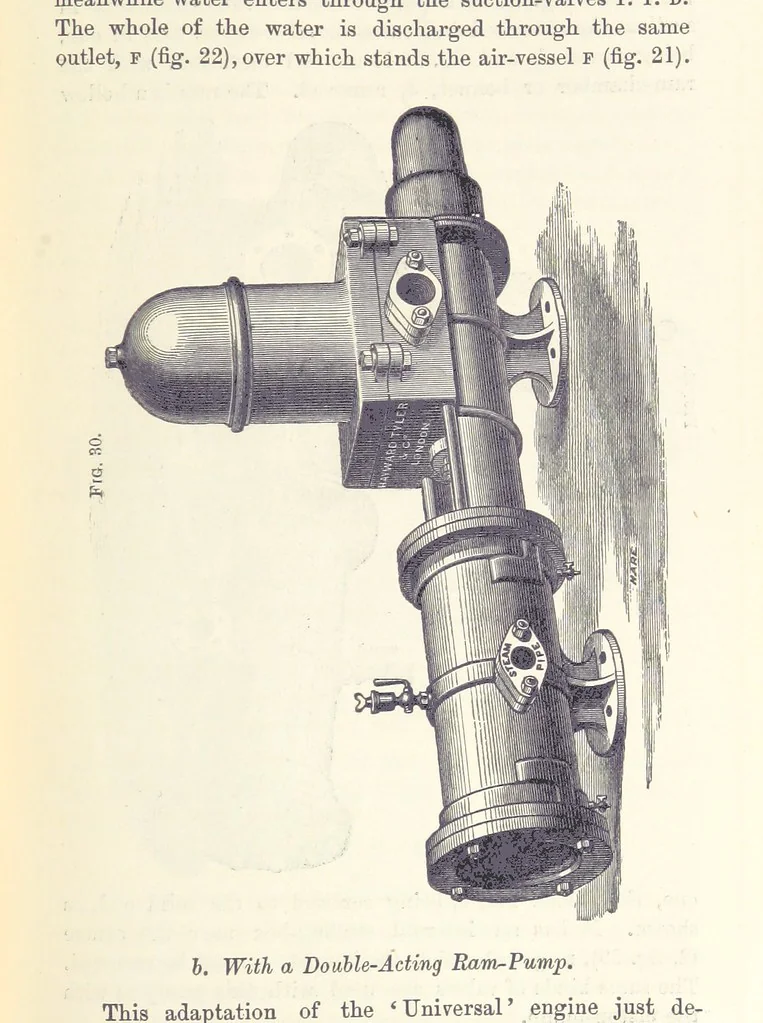 An illustration from Mine Drainage; being a complete and practical treatise on direct-acting underground steam-pumping machinery, etc. [With plates, 1881, leaf 107