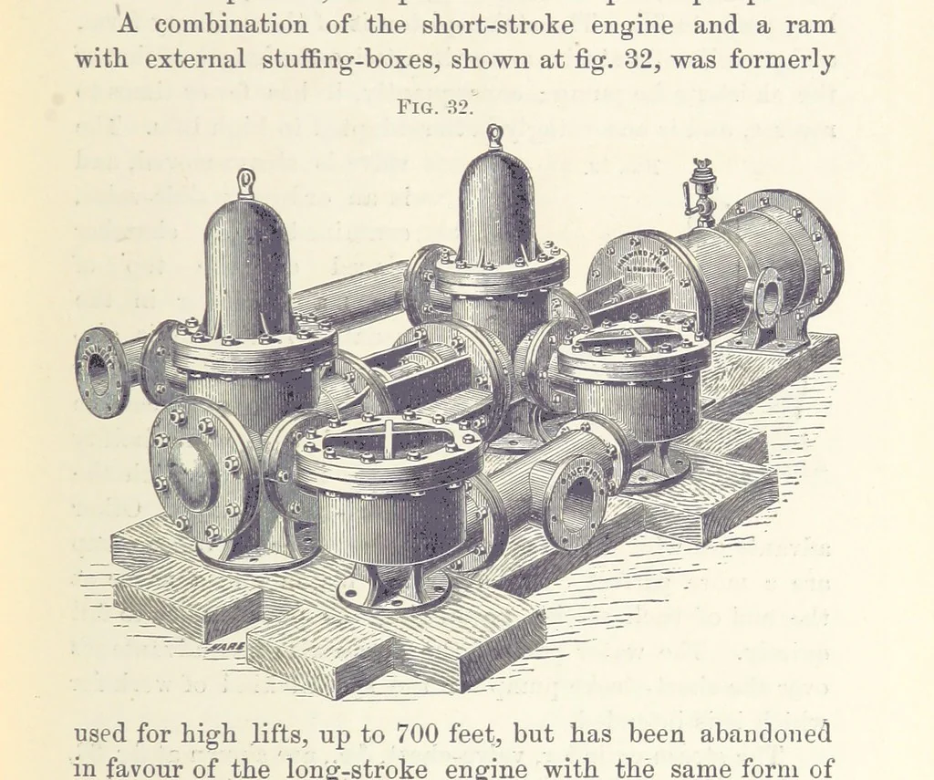 An illustration from Mine Drainage; being a complete and practical treatise on direct-acting underground steam-pumping machinery, etc. [With plates, 1881, leaf 109