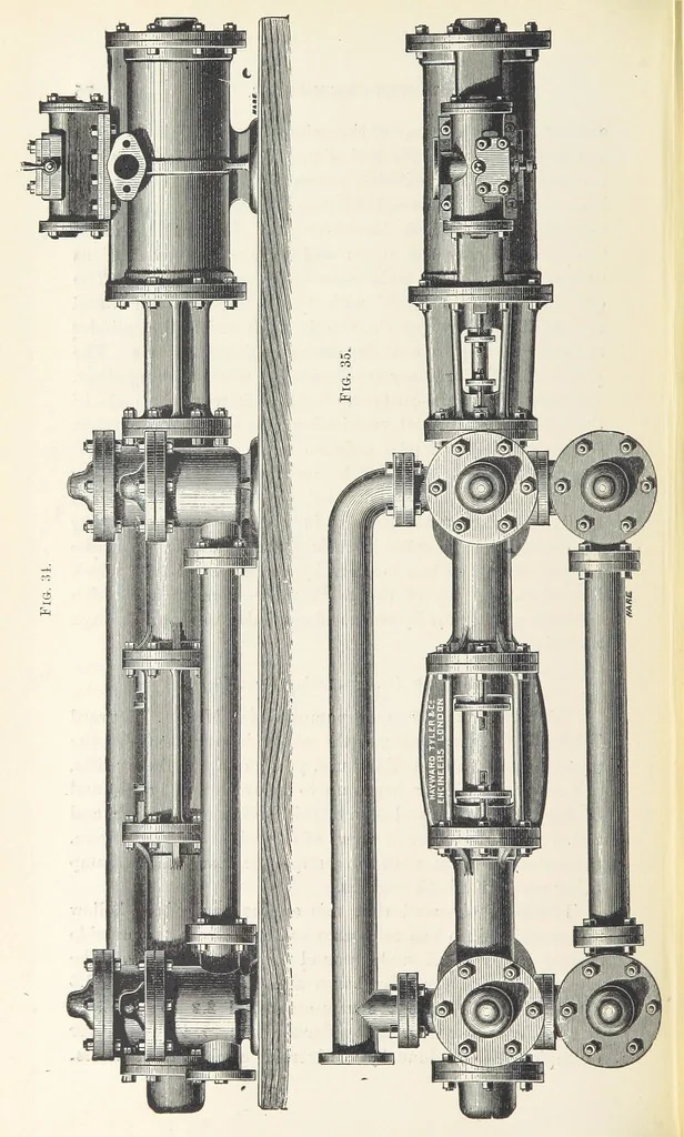 An illustration from Mine Drainage; being a complete and practical treatise on direct-acting underground steam-pumping machinery, etc. [With plates, 1881, leaf 112
