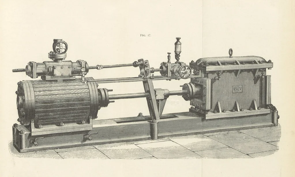 An illustration from Mine Drainage; being a complete and practical treatise on direct-acting underground steam-pumping machinery, etc. [With plates, 1881, leaf 129