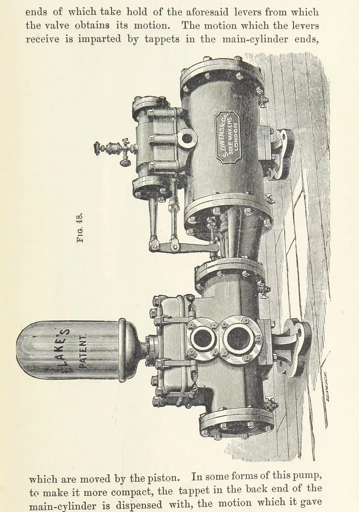 An illustration from Mine Drainage; being a complete and practical treatise on direct-acting underground steam-pumping machinery, etc. [With plates, 1881, leaf 133