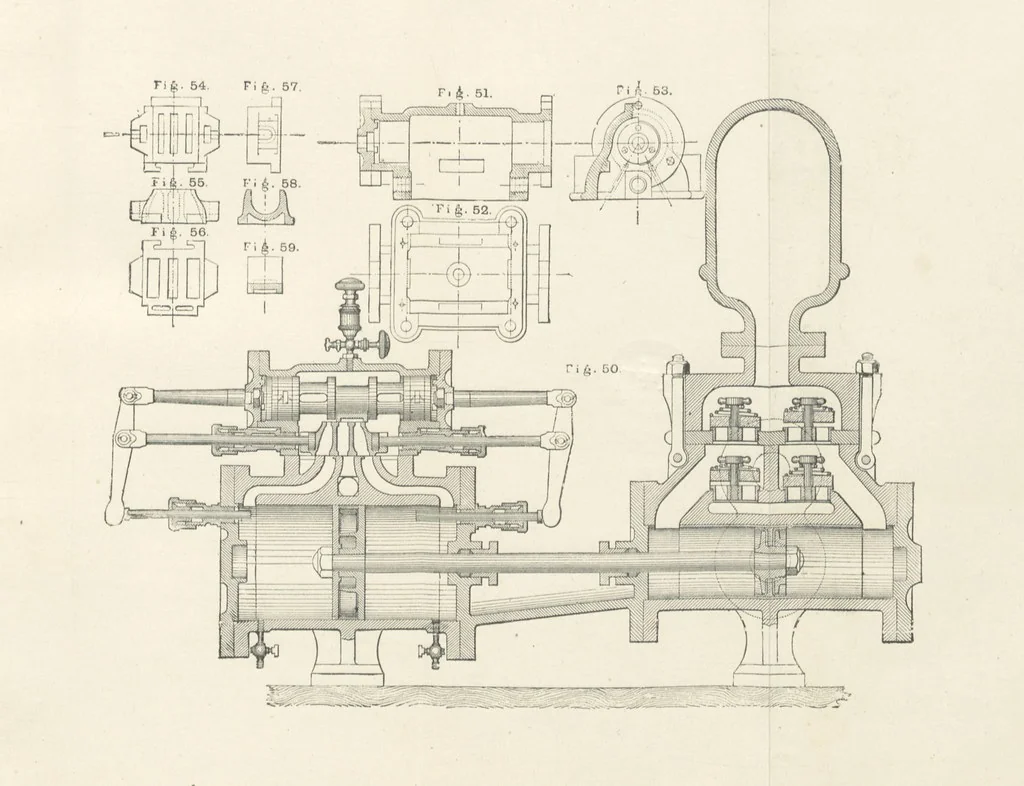 An illustration from Mine Drainage; being a complete and practical treatise on direct-acting underground steam-pumping machinery, etc. [With plates, 1881, leaf 135