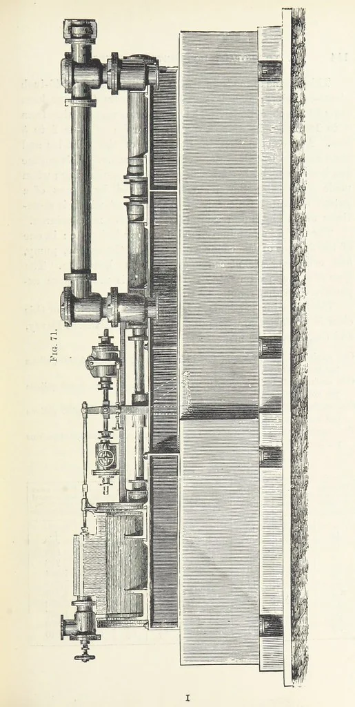 An illustration from Mine Drainage; being a complete and practical treatise on direct-acting underground steam-pumping machinery, etc. [With plates, 1881, leaf 159