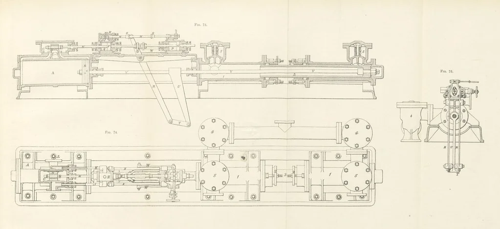 An illustration from Mine Drainage; being a complete and practical treatise on direct-acting underground steam-pumping machinery, etc. [With plates, 1881, leaf 165