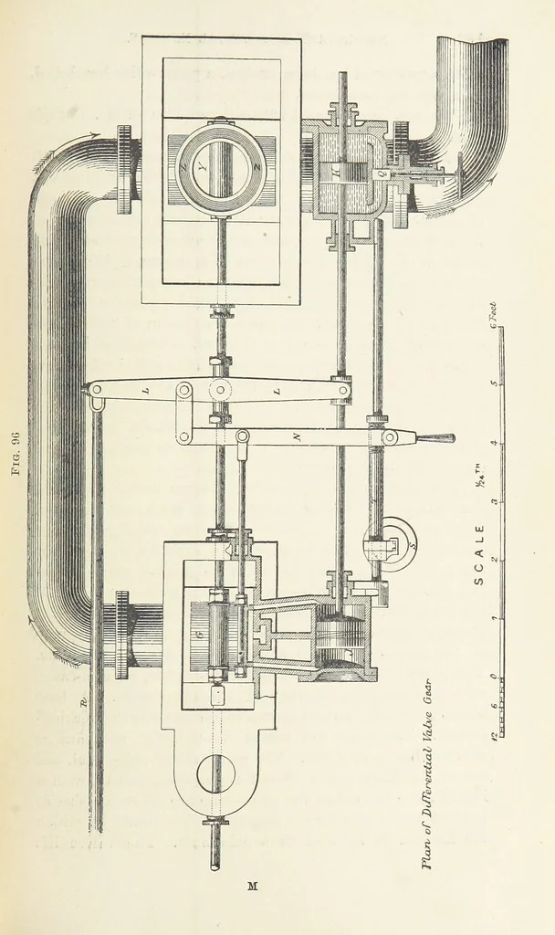 An illustration from Mine Drainage; being a complete and practical treatise on direct-acting underground steam-pumping machinery, etc. [With plates, 1881, leaf 217
