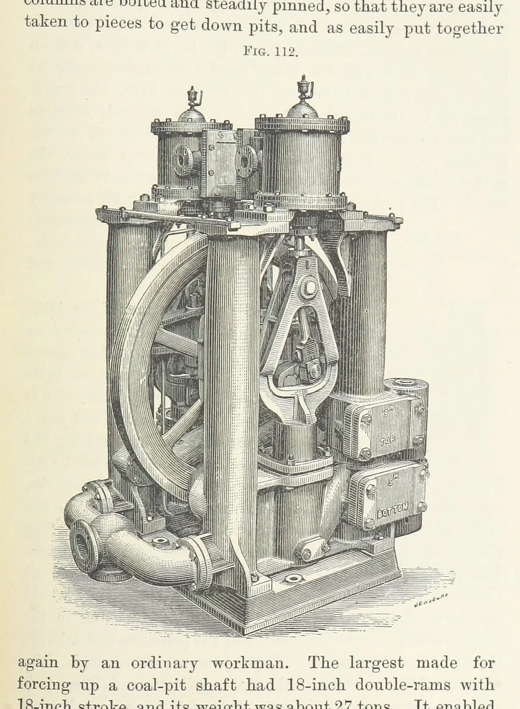 An illustration from Mine Drainage; being a complete and practical treatise on direct-acting underground steam-pumping machinery, etc. [With plates, 1881, leaf 271