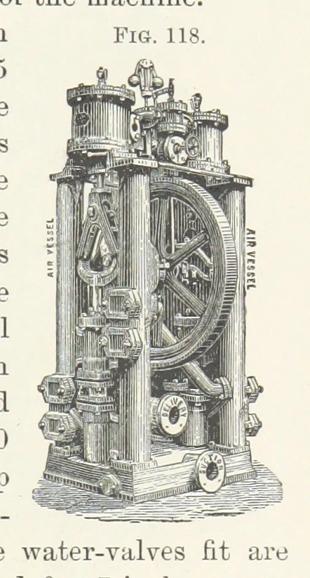 An illustration from Mine Drainage; being a complete and practical treatise on direct-acting underground steam-pumping machinery, etc. [With plates, 1881, leaf 277