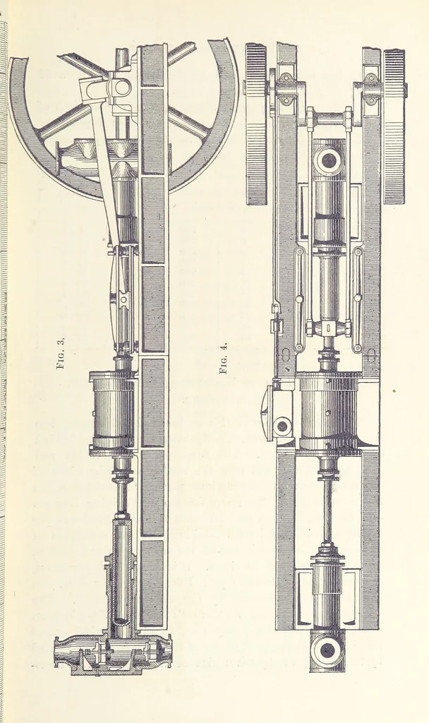 An illustration from Mine Drainage; being a complete and practical treatise on direct-acting underground steam-pumping machinery, etc. [With plates, 1881, leaf 45