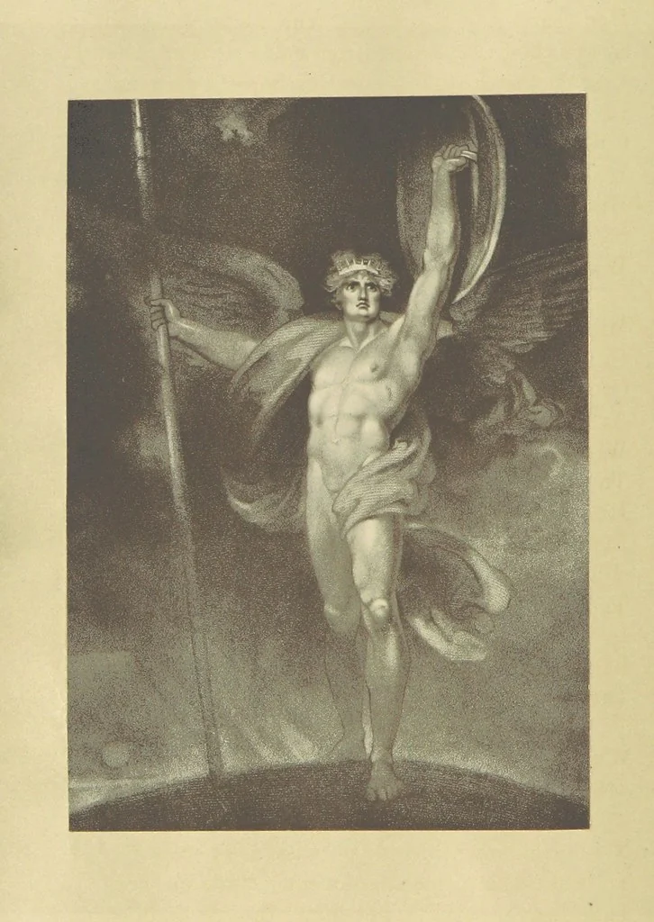 An illustration from The Poetical Works of John Milton, printed from the original editions. With a life of the author by A. Chalmers ... With twelve illustrations by R. Westall, 1881, leaf 164