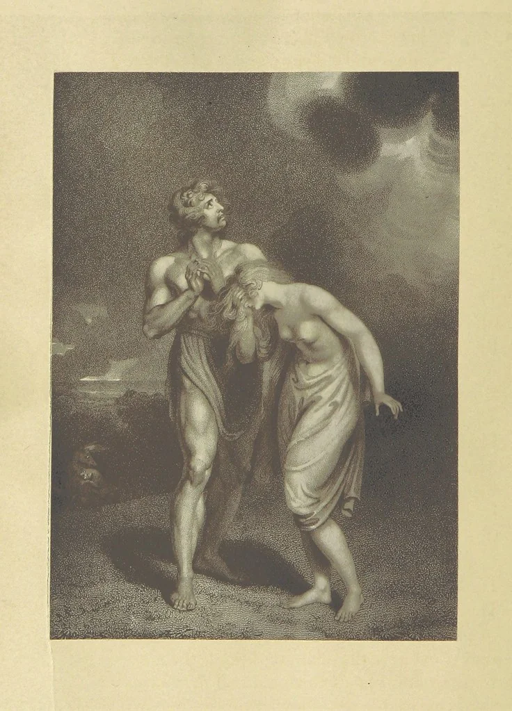An illustration from The Poetical Works of John Milton, printed from the original editions. With a life of the author by A. Chalmers ... With twelve illustrations by R. Westall, 1881, leaf 398