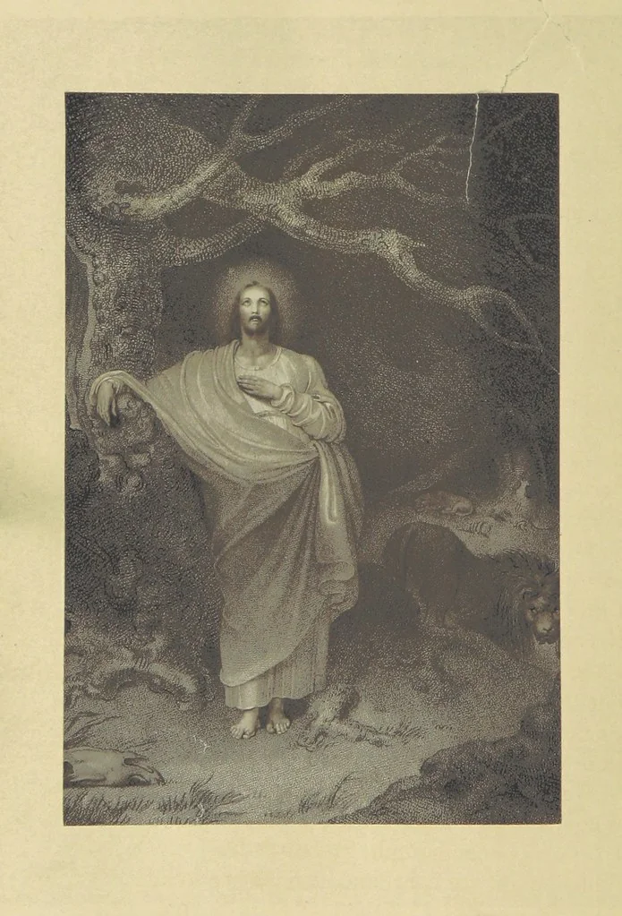 An illustration from The Poetical Works of John Milton, printed from the original editions. With a life of the author by A. Chalmers ... With twelve illustrations by R. Westall, 1881, leaf 412