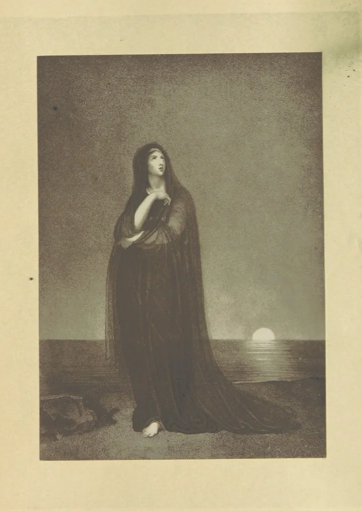 An illustration from The Poetical Works of John Milton, printed from the original editions. With a life of the author by A. Chalmers ... With twelve illustrations by R. Westall, 1881, leaf 587