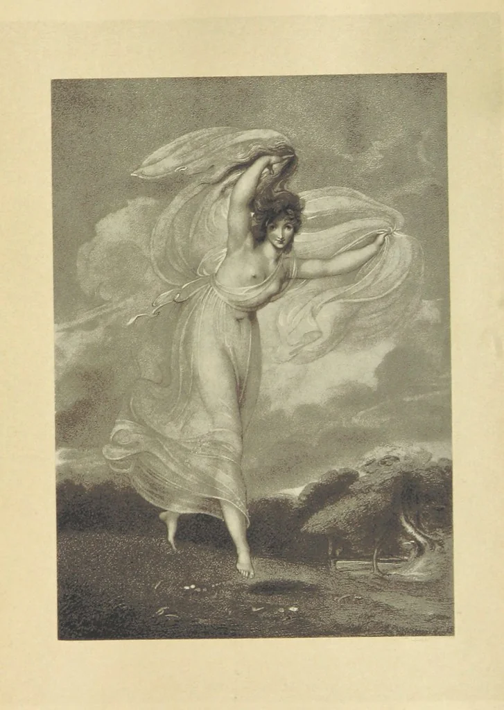 An illustration from The Poetical Works of John Milton, printed from the original editions. With a life of the author by A. Chalmers ... With twelve illustrations by R. Westall, 1881, leaf 595
