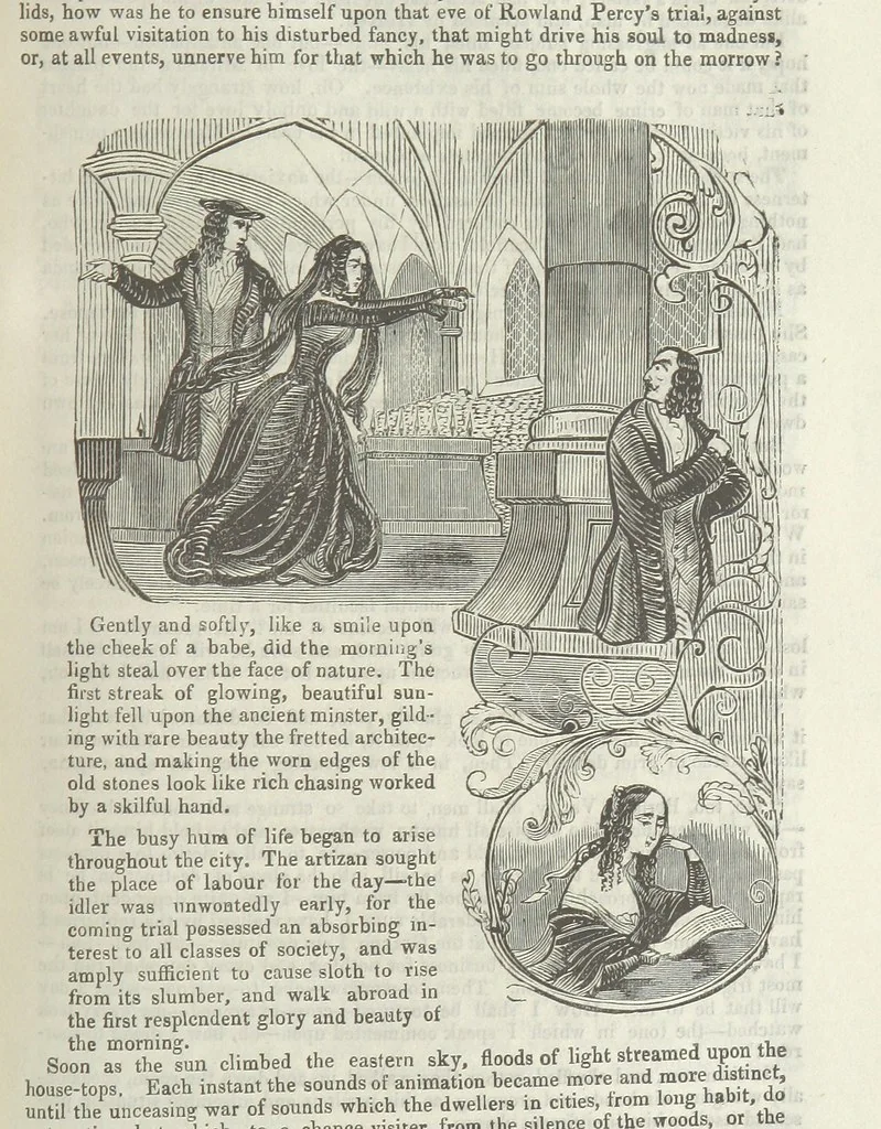 An illustration from Miranda; or, the Heiress of the Grange. A romance. By the author of “Ada the Betrayed” [i.e. James M. Rymer], etc, 1848, leaf 139