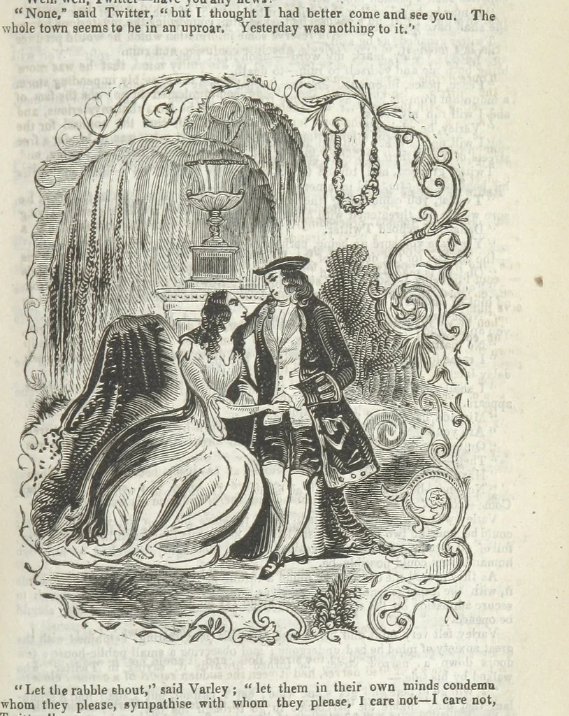 An illustration from Miranda; or, the Heiress of the Grange. A romance. By the author of “Ada the Betrayed” [i.e. James M. Rymer], etc, 1848, leaf 163