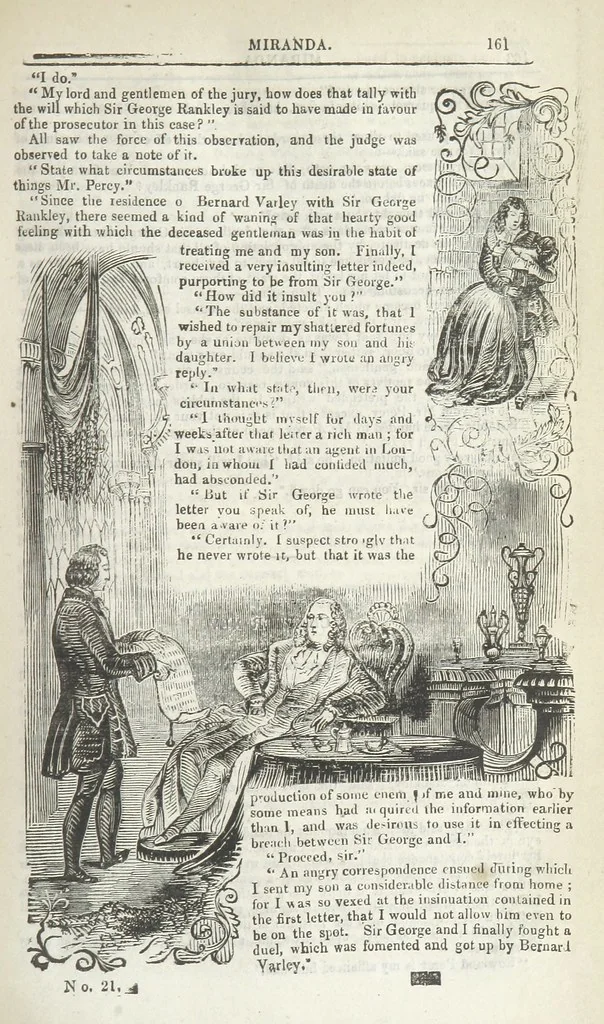 An illustration from Miranda; or, the Heiress of the Grange. A romance. By the author of “Ada the Betrayed” [i.e. James M. Rymer], etc, 1848, leaf 171