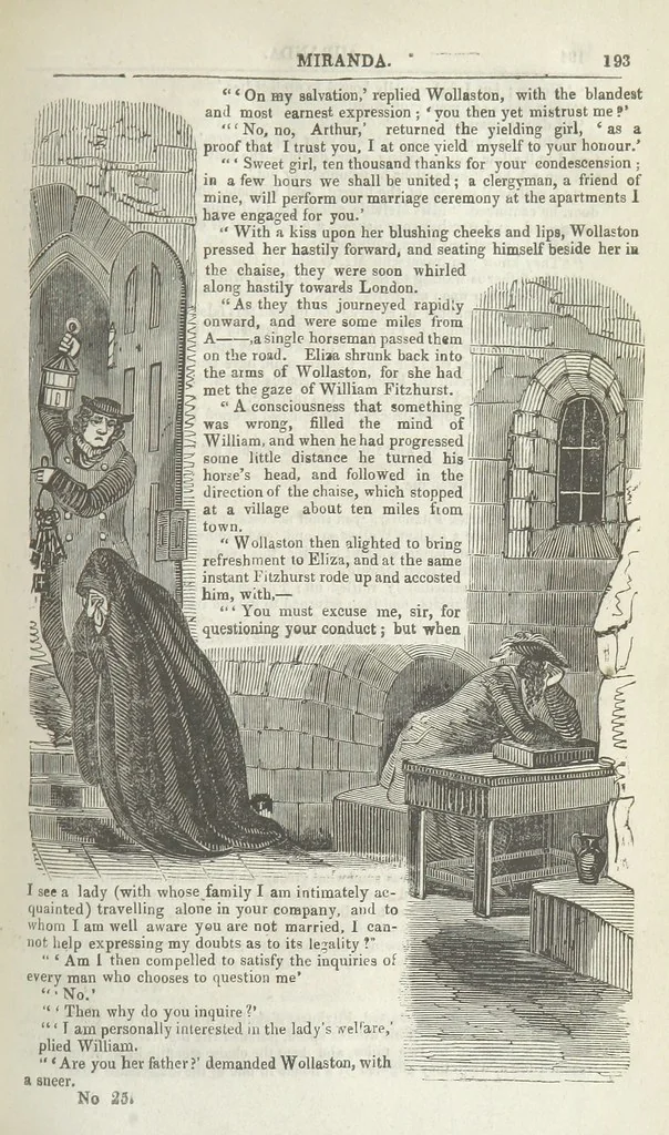 An illustration from Miranda; or, the Heiress of the Grange. A romance. By the author of “Ada the Betrayed” [i.e. James M. Rymer], etc, 1848, leaf 203