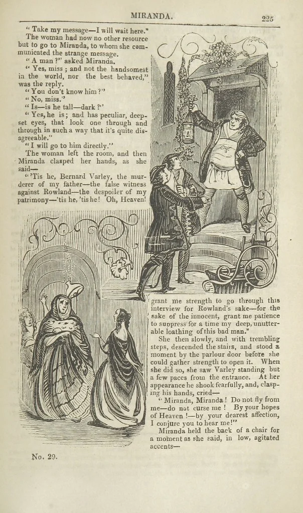 An illustration from Miranda; or, the Heiress of the Grange. A romance. By the author of “Ada the Betrayed” [i.e. James M. Rymer], etc, 1848, leaf 235