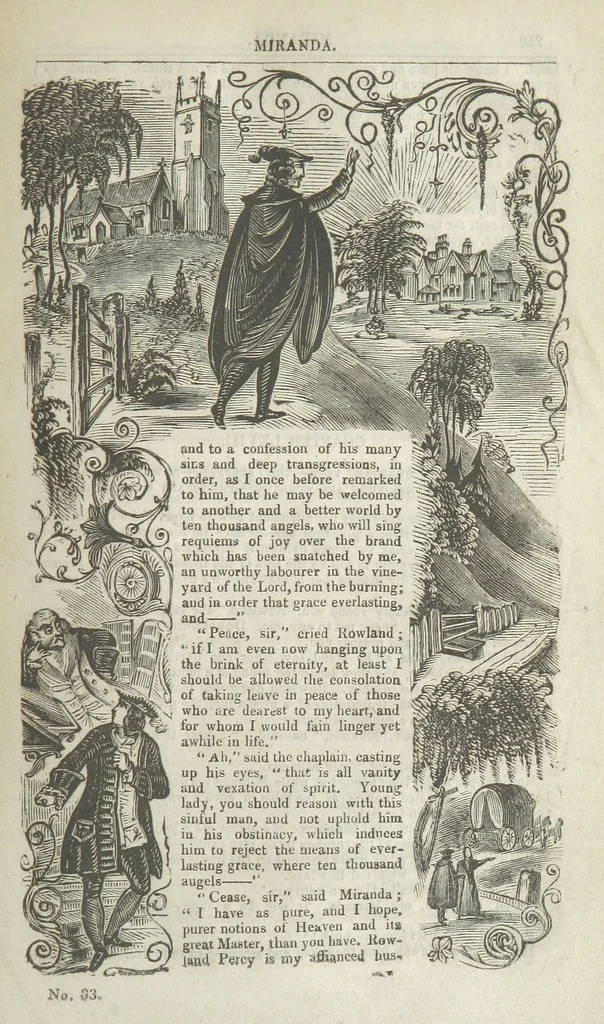 An illustration from Miranda; or, the Heiress of the Grange. A romance. By the author of “Ada the Betrayed” [i.e. James M. Rymer], etc, 1848, leaf 267