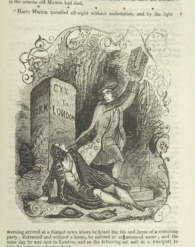 An illustration from Miranda; or, the Heiress of the Grange. A romance. By the author of “Ada the Betrayed” [i.e. James M. Rymer], etc, 1848, leaf 283