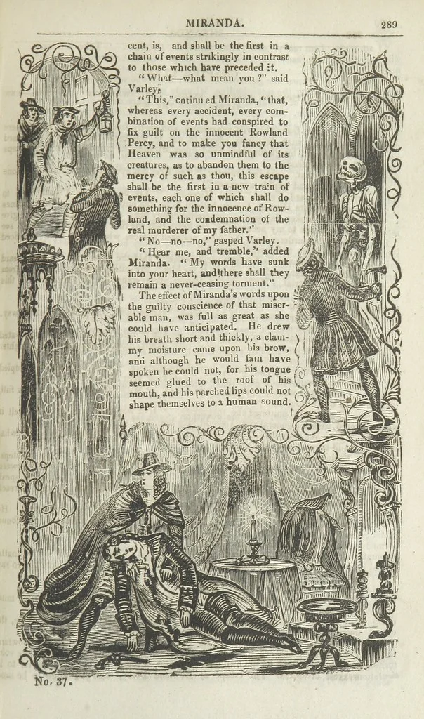 An illustration from Miranda; or, the Heiress of the Grange. A romance. By the author of “Ada the Betrayed” [i.e. James M. Rymer], etc, 1848, leaf 299