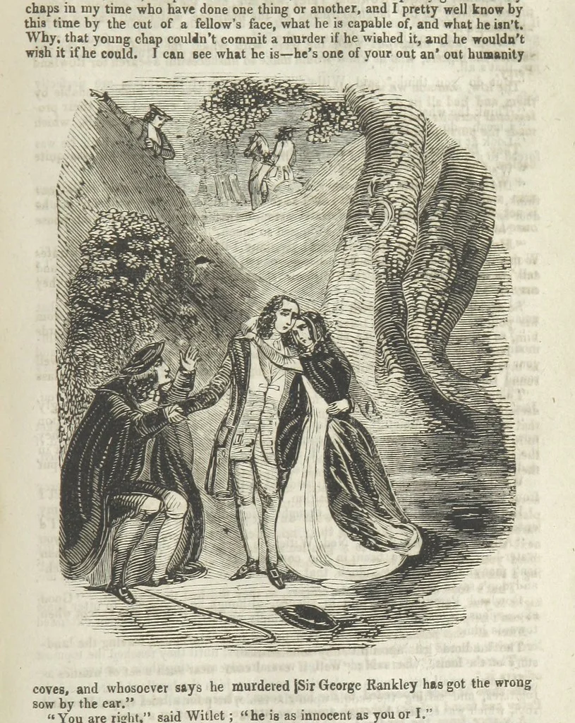 An illustration from Miranda; or, the Heiress of the Grange. A romance. By the author of “Ada the Betrayed” [i.e. James M. Rymer], etc, 1848, leaf 307