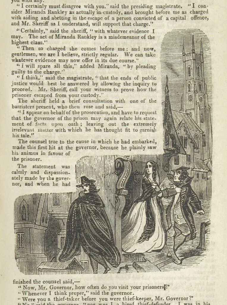 An illustration from Miranda; or, the Heiress of the Grange. A romance. By the author of “Ada the Betrayed” [i.e. James M. Rymer], etc, 1848, leaf 315
