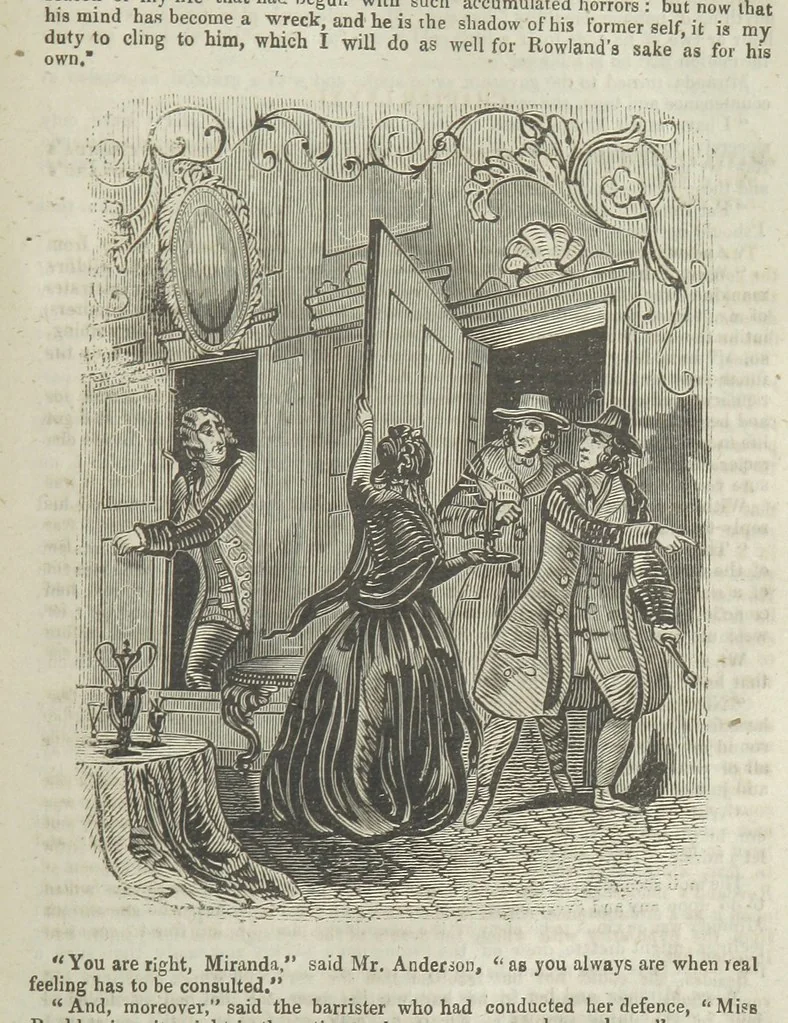 An illustration from Miranda; or, the Heiress of the Grange. A romance. By the author of “Ada the Betrayed” [i.e. James M. Rymer], etc, 1848, leaf 323