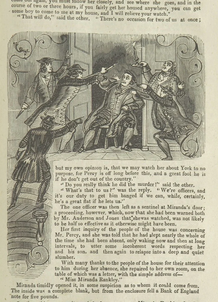 An illustration from Miranda; or, the Heiress of the Grange. A romance. By the author of “Ada the Betrayed” [i.e. James M. Rymer], etc, 1848, leaf 331