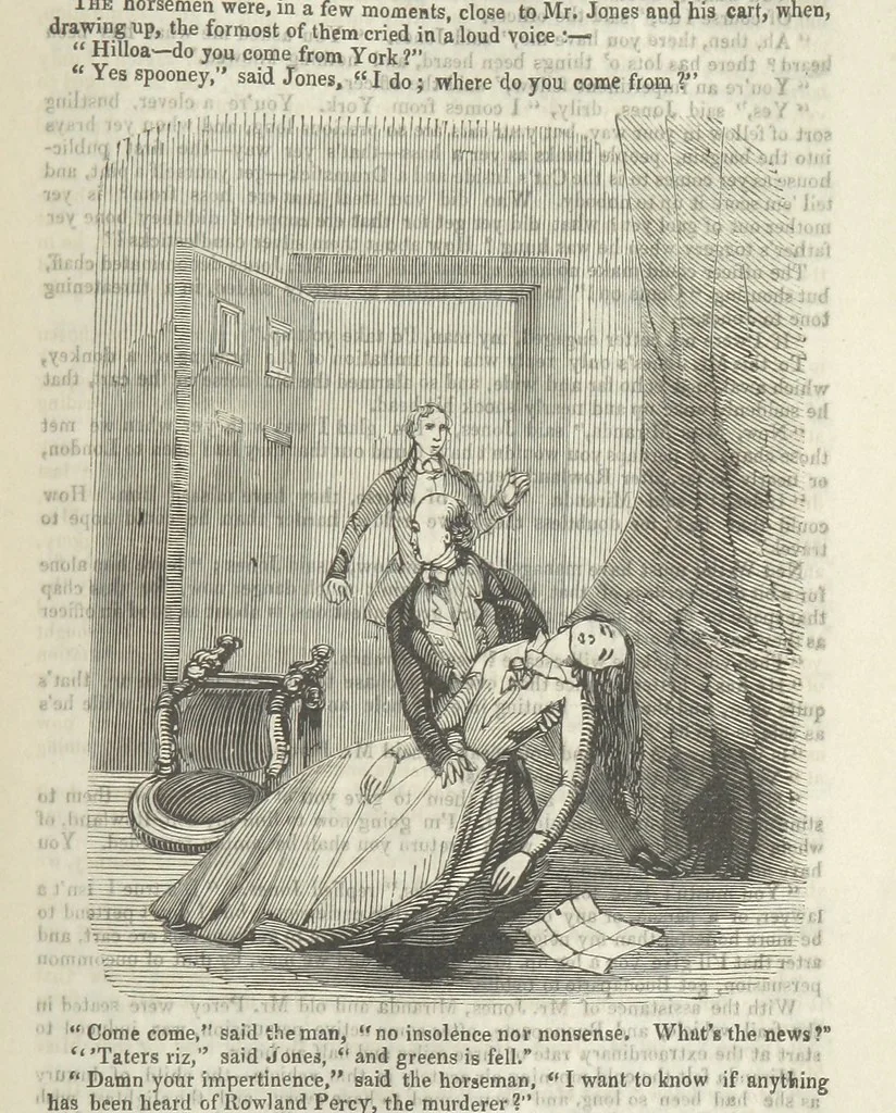 An illustration from Miranda; or, the Heiress of the Grange. A romance. By the author of “Ada the Betrayed” [i.e. James M. Rymer], etc, 1848, leaf 363
