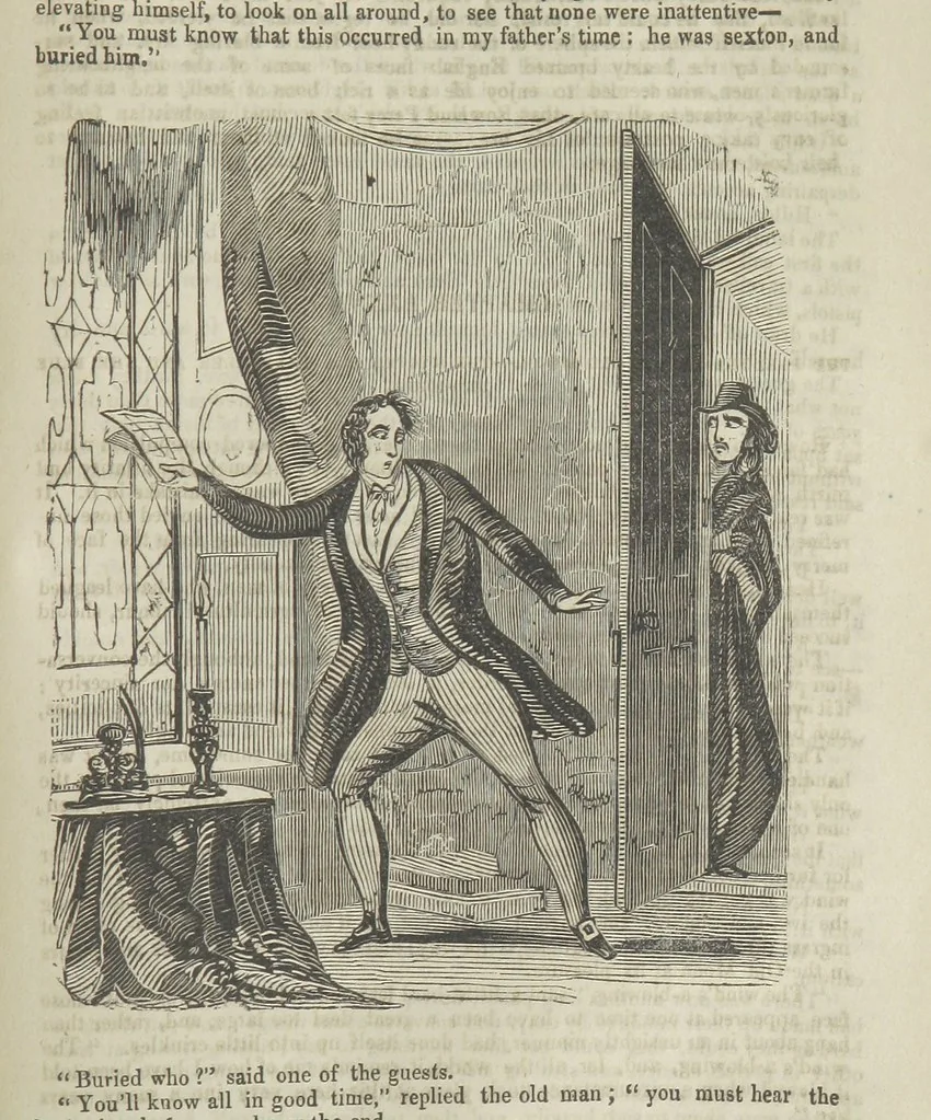 An illustration from Miranda; or, the Heiress of the Grange. A romance. By the author of “Ada the Betrayed” [i.e. James M. Rymer], etc, 1848, leaf 427