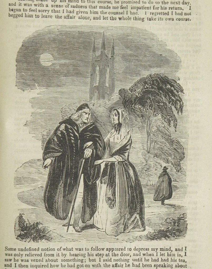 An illustration from Miranda; or, the Heiress of the Grange. A romance. By the author of “Ada the Betrayed” [i.e. James M. Rymer], etc, 1848, leaf 467