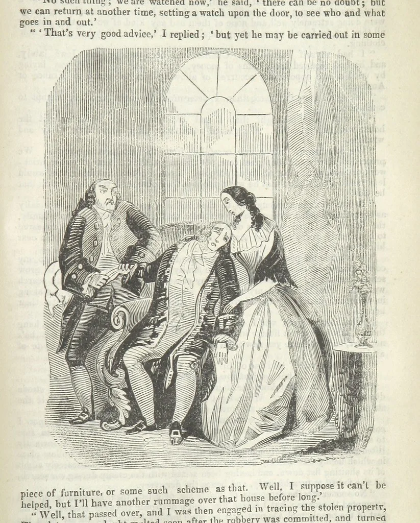 An illustration from Miranda; or, the Heiress of the Grange. A romance. By the author of “Ada the Betrayed” [i.e. James M. Rymer], etc, 1848, leaf 515
