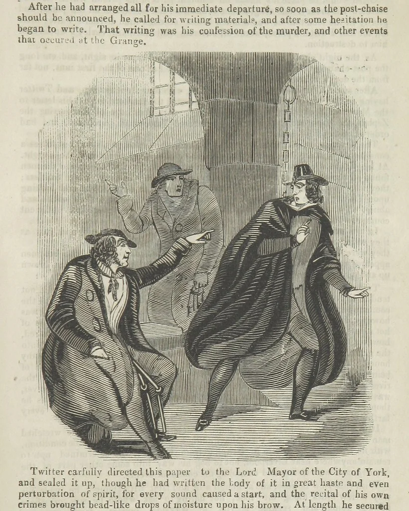 An illustration from Miranda; or, the Heiress of the Grange. A romance. By the author of “Ada the Betrayed” [i.e. James M. Rymer], etc, 1848, leaf 555