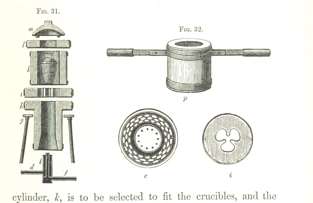 An illustration from Manual of practical assaying, 1868, leaf 115