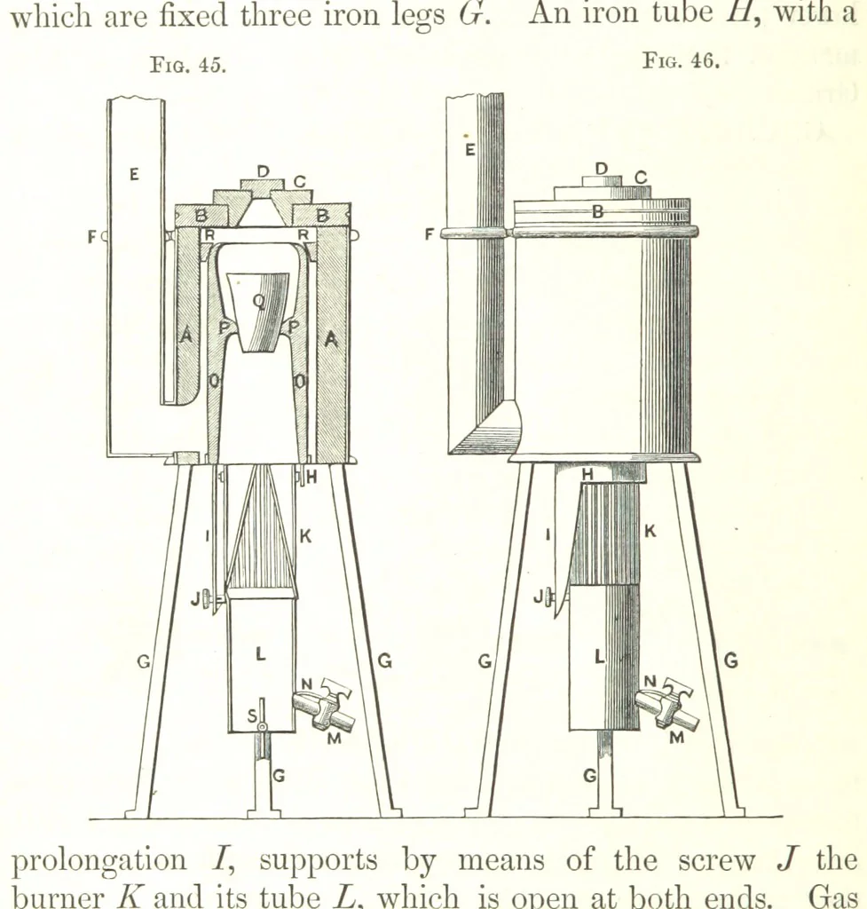 An illustration from Manual of practical assaying, 1868, leaf 134